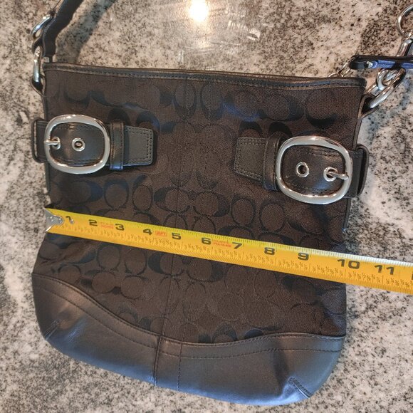 Coach Signature Purse - Shoulder Crossbody Bag, Leather/Canvas, Black. - Picture 14 of 16